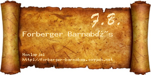 Forberger Barnabás névjegykártya